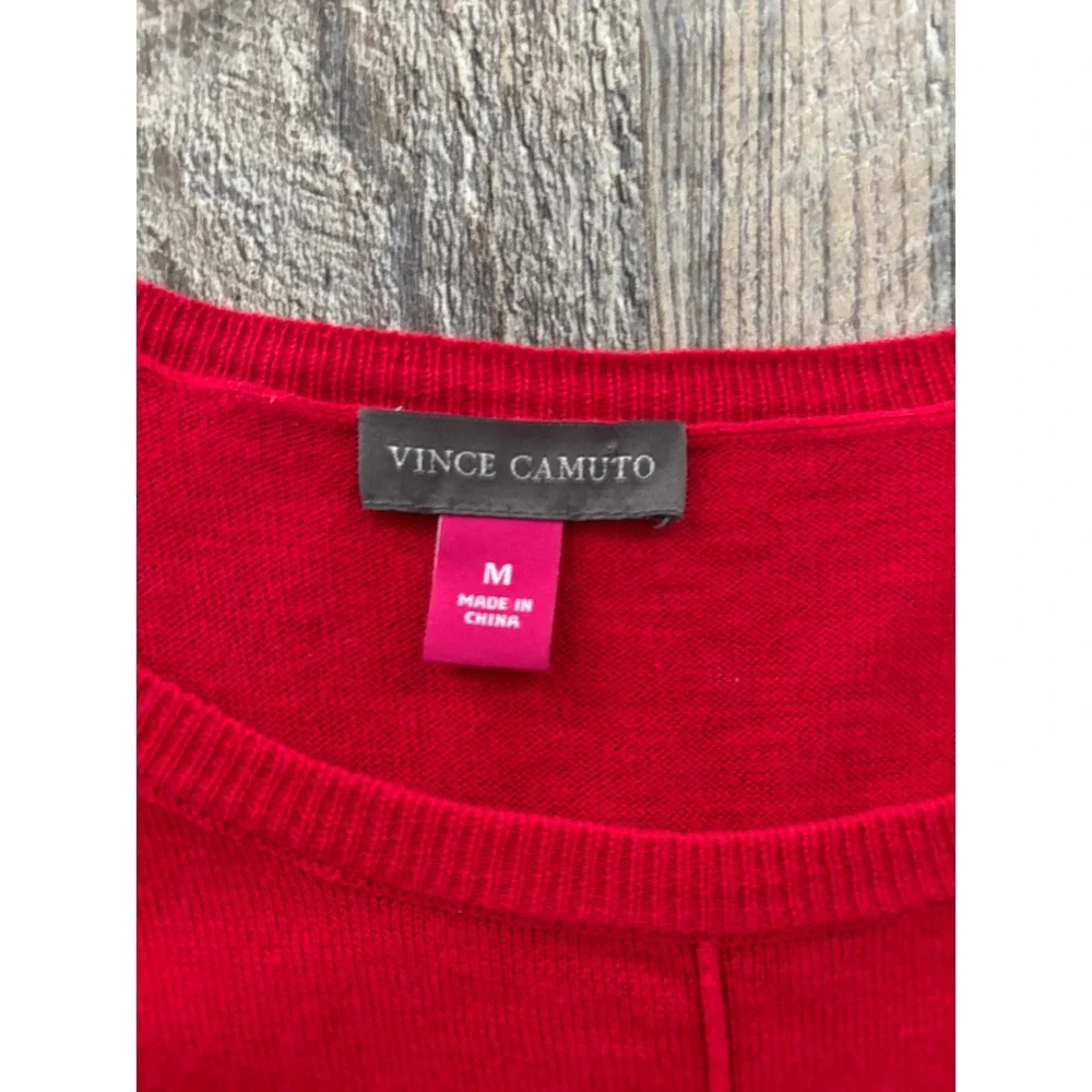 Vince Camuto Red Cold Shoulder‎ Sweater Long Sleeve Cotton Blend Medium